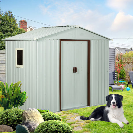 6ft x 5ft Outdoor Metal Storage Shed na may Window White