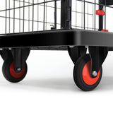 Carrello con gabbia a cestello per carrello a mano con piattaforma pieghevole, capacità 330 libbre - Nero+Rosso