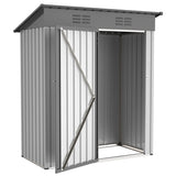 5 X 3 Ft Outdoor Storage Shed Galvanized Metal Garden na may Lockable Doors Tool Para sa Patio Lawn Backyard Trash Cans White