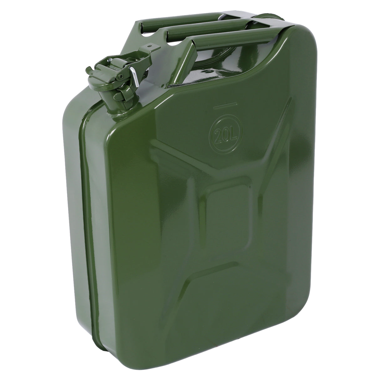 20 Liter (5 Gallon) Jerry Fuel Can with Flexible Spout Portable Tank Steel Gasoline Cars Trucks Equipment Green