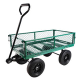 Solid Wheels Tools Cart Wagon Garden Trucks Transport Firewood Green