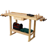 55-Inch Wood Workbench para sa Garage Workshop at Home--Natural