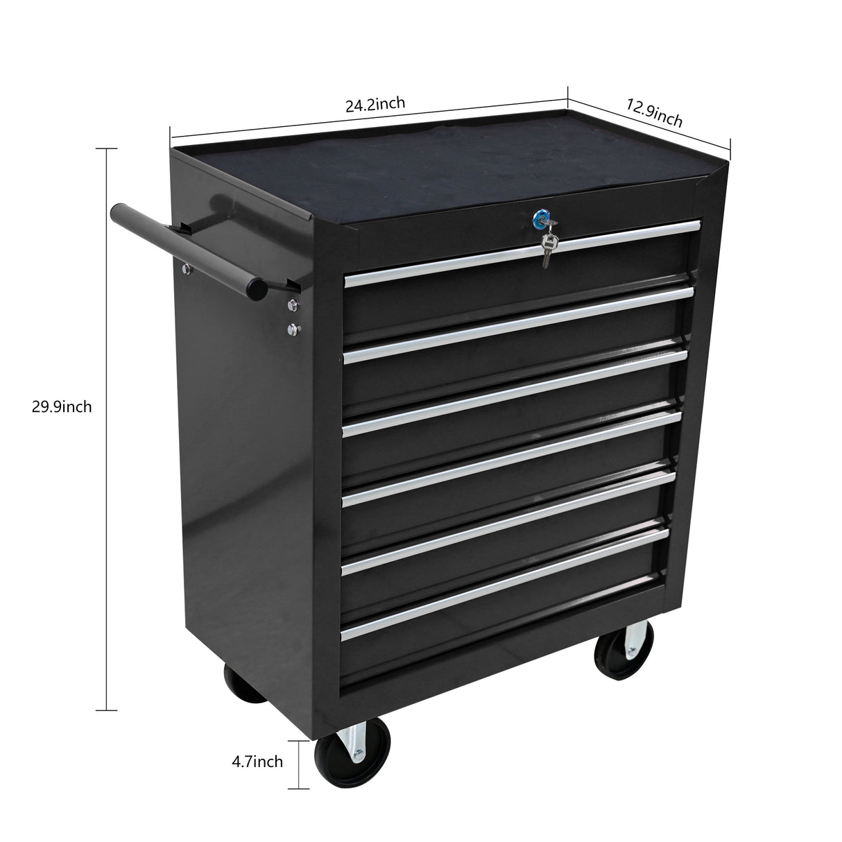 6 Drawers Multifunctional Tool Cart with Wheels Black