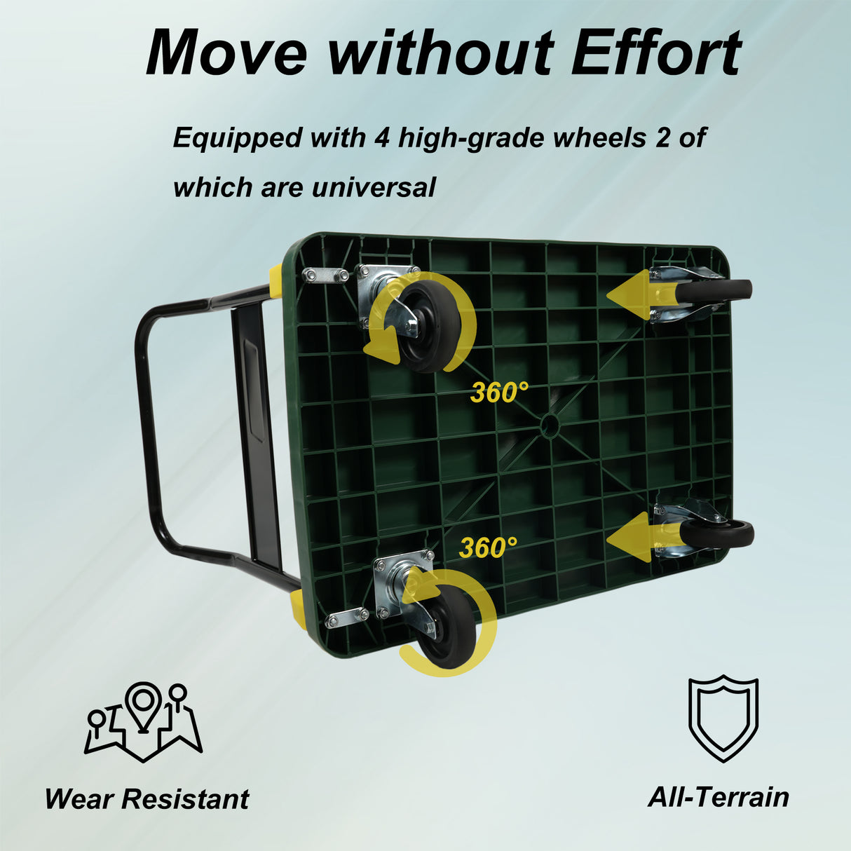 Opvouwbare platform-duwsteekwagenwagen 440 lbs. Gewichtscapaciteit - Groen