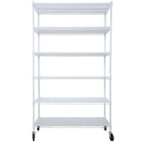 6 Tier 6000lbs Capacity NSF Metal Shelf Wire Shelving Unit Heavy Duty Adjustable Storage Rack na may Mga Gulong at Shelf Liner para sa Commercial Grade Utility Steel White 82"H x 48"L x 18"D