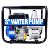 Semi Trash Water Pump 3 inch 209cc 7HP 4 Stroke OHV Engine Gas Powered 50 ft Discharge Hose 12 ft Suction Hose with Complete Fittings EPA Compliant