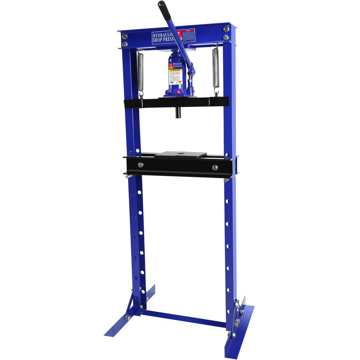 Hydraulic 12 Ton H-Frame Garage Floor Adjustable Shop Press with Plates Blue