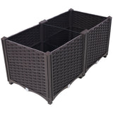 31.5" L X 15.7" D X 14.7" H Deep Raised Garden Bed Plastic Planter Boxes for Vegetables Flowers Herbs and Succulents Self-Watering Raised--Brown