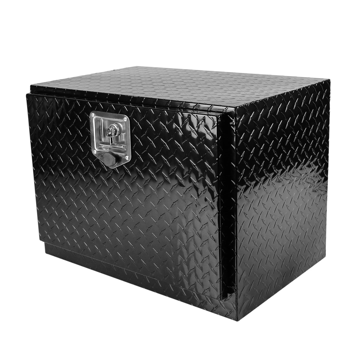 Caja de herramientas chapada en rayas de aluminio de 24 pulgadas, caja para camioneta, remolque, RV, organizador de almacenamiento cuadrado impermeable con cerradura y llaves, negro 24 "(24,2" × 17,1 "× 17,9")