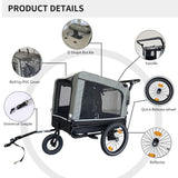 Outdoor Heavy Duty Foldable Utility Pet Stroller Dog Carriers Bicycle Trailer Black Gray 88 lbs Capacity