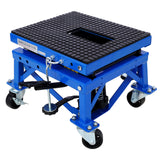 300 lbs Hydraulic Motorcycle Scissor Jack Lift Foot Step Wheels for Small Dirt Bikes Blue