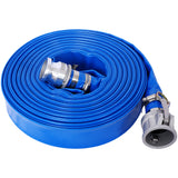 1,5" ID × 100 ft Pool Backwash Slange Heavy Duty Forsterket Blå PVC Lay Flat Vannutløpspumpeslanger for svømmebassenger og rene filtre med Camlock C og E-koblinger i aluminium