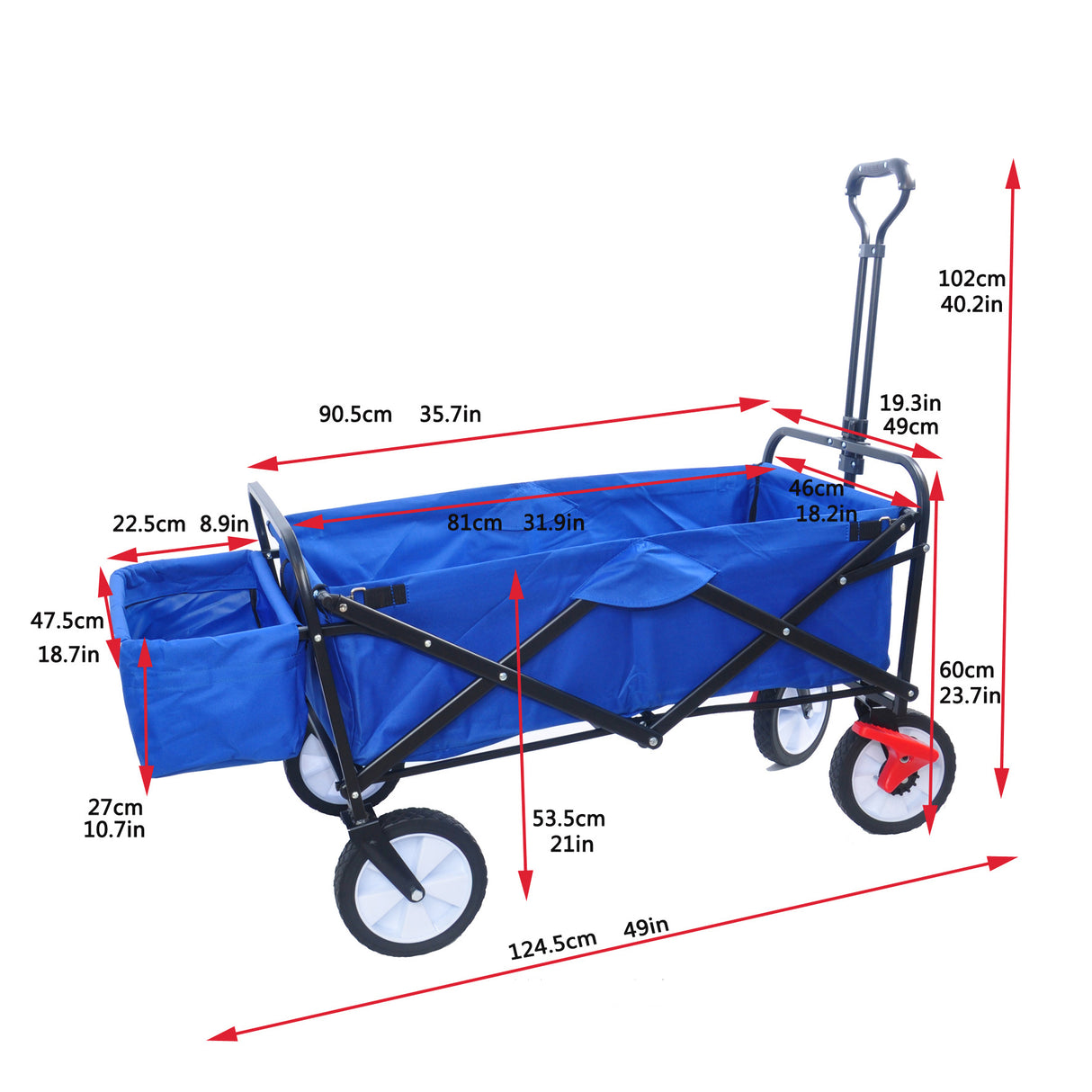 Folding Wagon Garden Shopping Beach Cart Blue Color