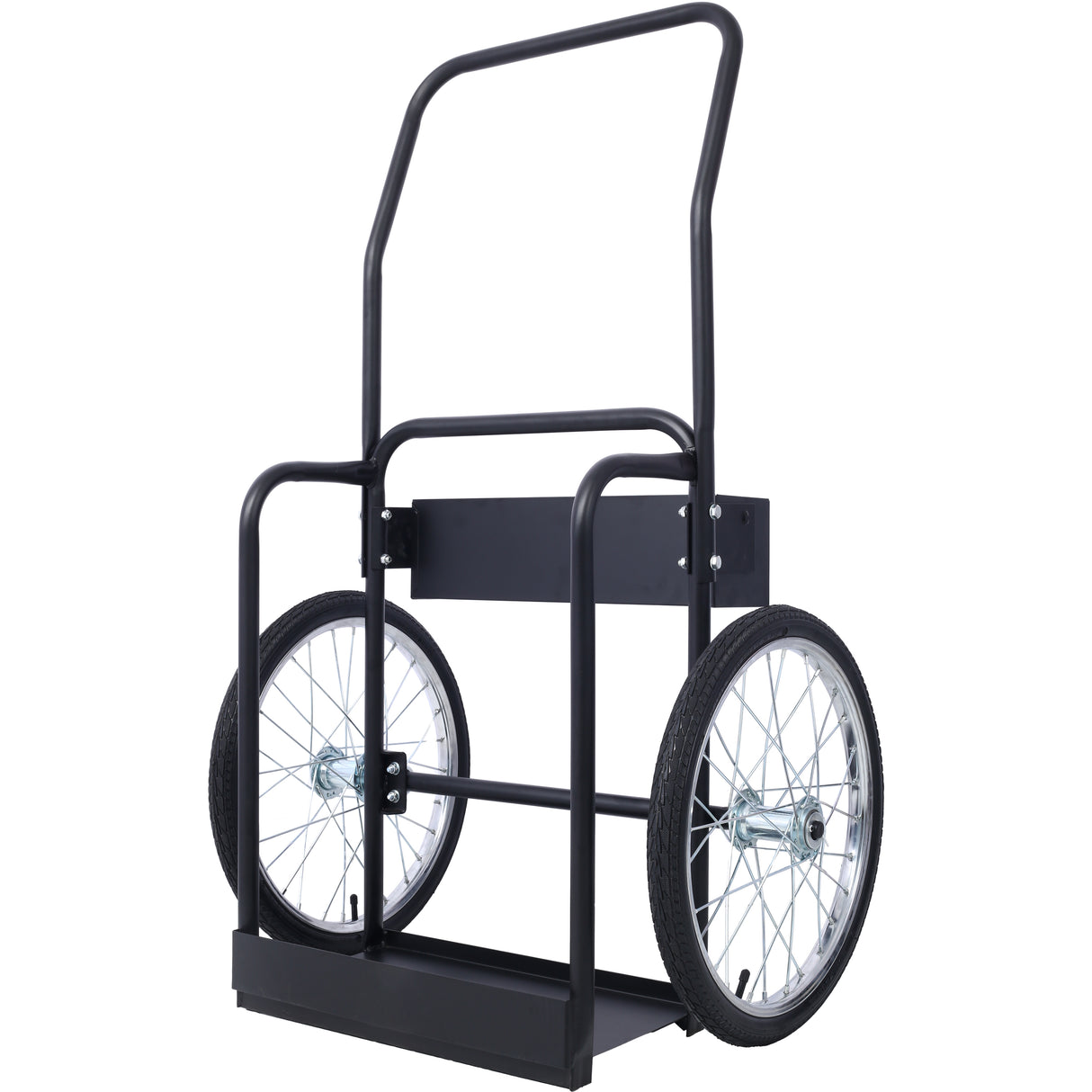 Large Dual Oxygen Tank Cart Dolly Double Cylinder 20" Pneumatic Wheels Includes two Fastening Belts Black