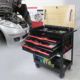 3 Drawers Multifunctional Tool Cart With Wheels and Wooden Top