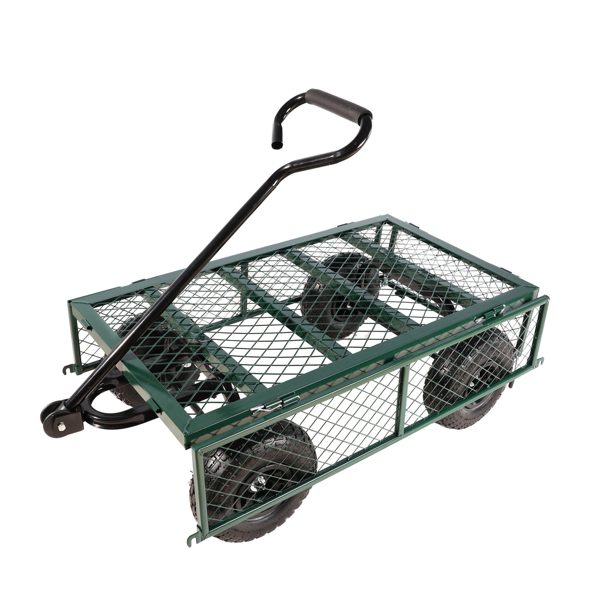 Wagon Cart Garden Trucks Transport Firewood Green Steel 600 lbs Capacity