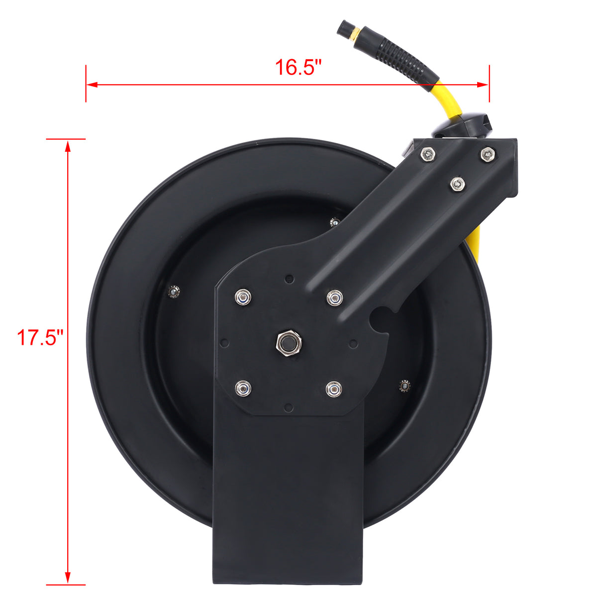 Air Hose Reel Retractable 3/8" Inch x 50' Foot SBR Rubber Max 300PSI Heavy Duty Industrial Steel Single Arm Construction