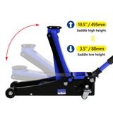 2.5 Ton Low Profile Steel Racing Hydraulic Floor Jack with Dual Pistons Quick Lift Pump Lifting range 3.5"-19.5"