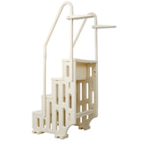 Escalera para piscina de 4 escalones, seguridad resistente para piscinas elevadas, sistema de entrada de escalera con pasamanos, 400 libras, color blanco