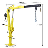 Hydraulic Pickup Truck Crane with Hand Winch Bed Hoist Jib 1000-Lb. Capacity Yellow