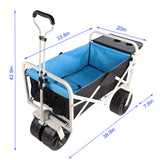 Folding Wagon Garden Shopping Beach Cart White Black Blue