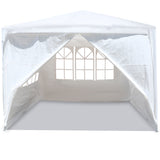 10'x10' Party Tent Outdoor Heavy Duty Gazebo Wedding Canopy + 4 na Matatanggal na Pader na Puti