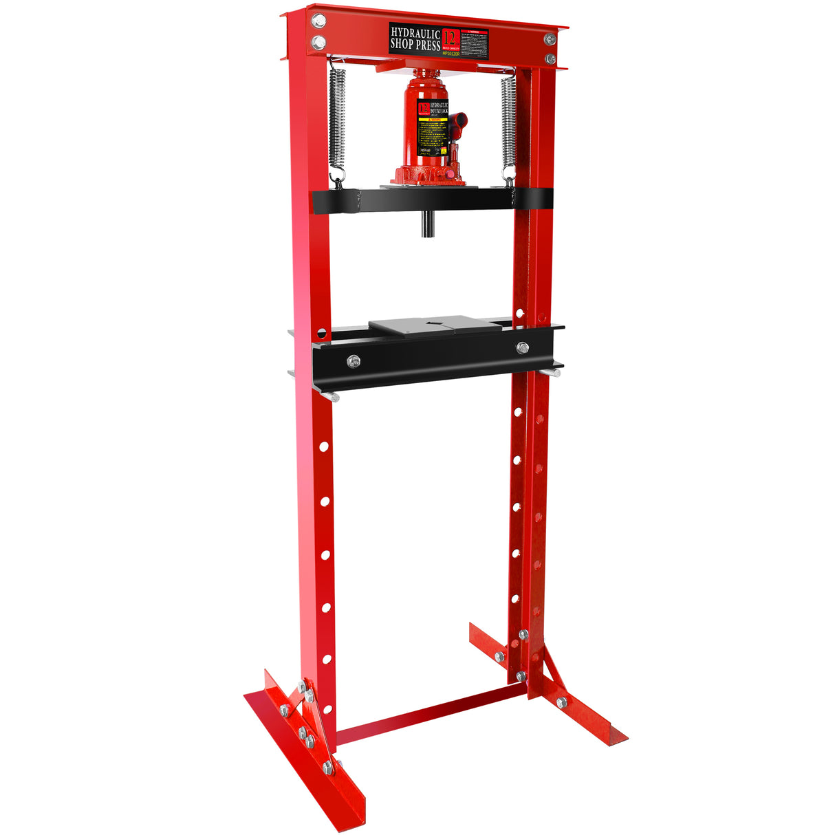 12 Ton Hydraulic Shop Floor Press Steel H-Frame na may mga Plate Adjustable Working Table Stand Jack para sa mga Gear at Bearing