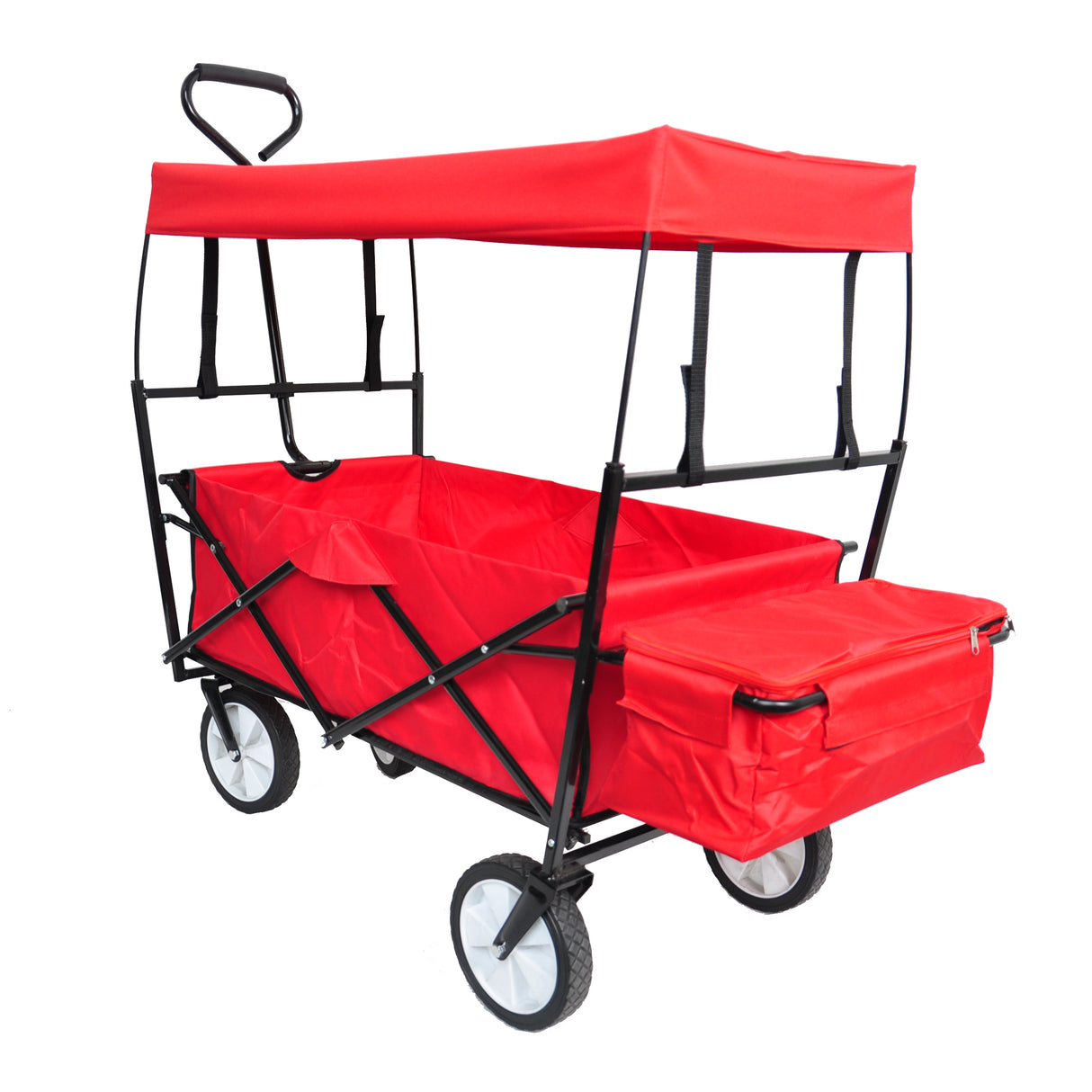 Chariot de plage pour courses de jardin, chariot pliable rouge