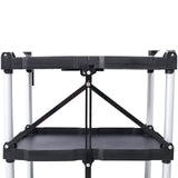 3 Layers Folding Collapsible Service Cart Pack-N-Roll Black 50 Lb. Load Capacity Per Shelf