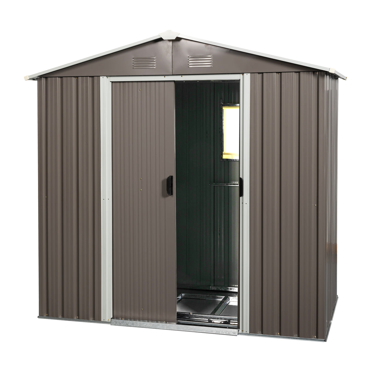 8ft x 4ft Outdoor Metal Storage Shed na may Window Gray