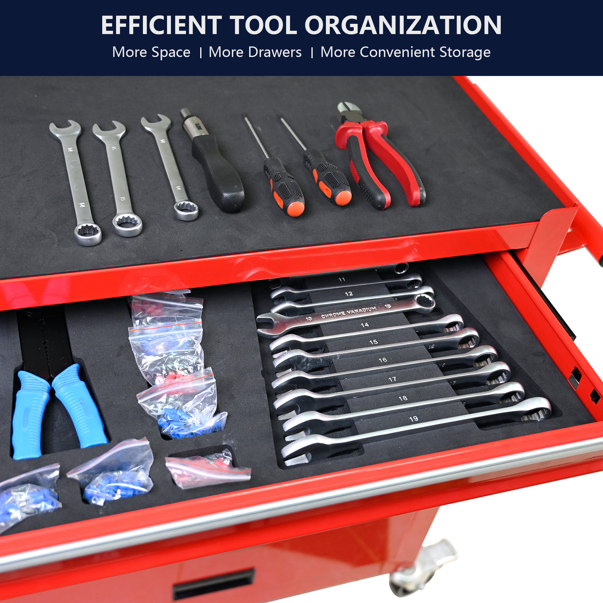 4 Drawers Tool Cabinet with Tool Sets Red