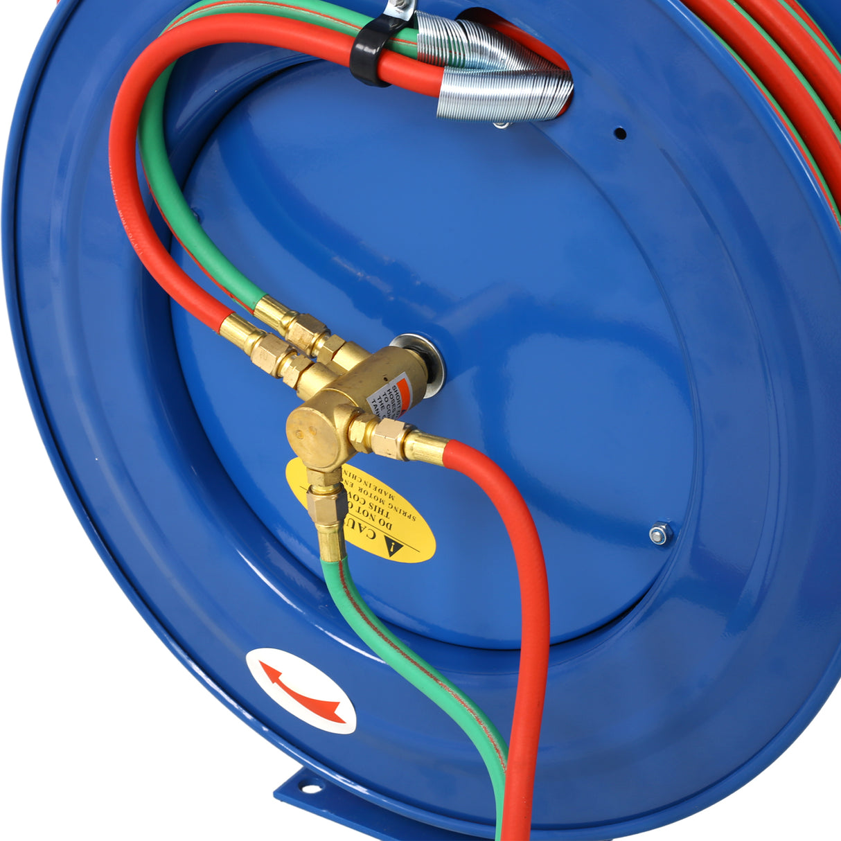 Bęben na wąż spawalniczy zwijany 1/4 cala x 30 stóp Podwójna guma tlenowo-acetylenowa STD Max 200PSI Wytrzymała, przemysłowa konstrukcja z pojedynczym ramieniem