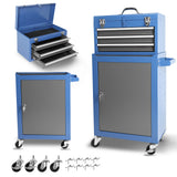 Rolling Garage Workshop Tool Organizer Nababakas 3 Drawer Chest na may Malaking Storage Cabinet at Adjustable Shelf