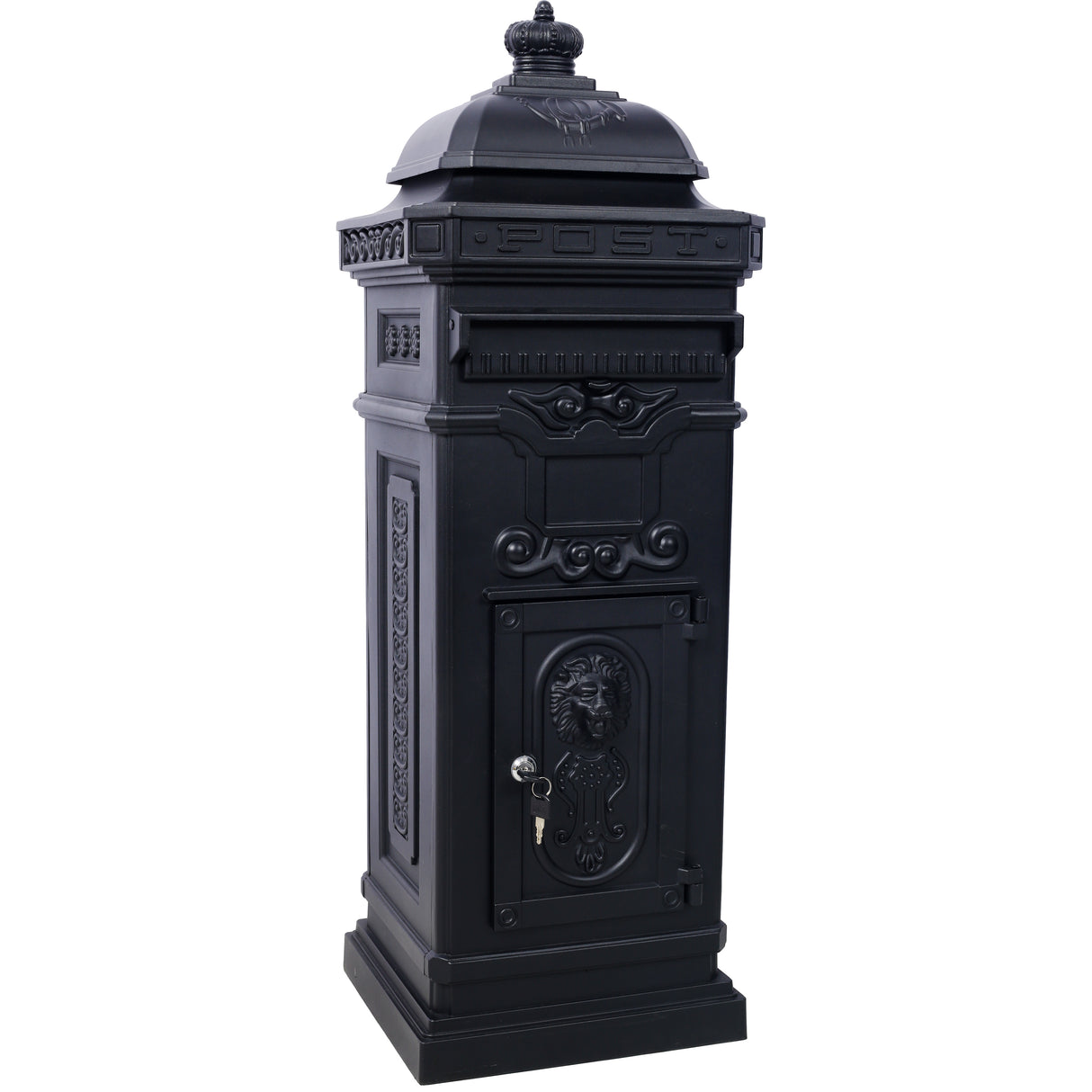 Mailbox Residential The Court Large-Capacity Letter Box Garden Floor Safety Outdoor Rainproof Postbox Statue--Black