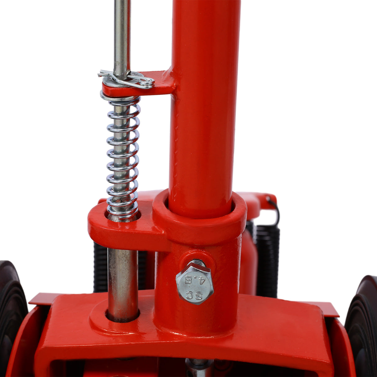 35 Ton Hydraulic Floor Jack Air Operated Axle Bottle with 4 Extension Saddle Set Built-in Wheels Red