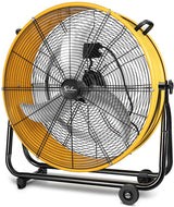 Simple Deluxe Circulation à 3 vitesses pour utilisation industrielle, commerciale, résidentielle et en magasin, mouvement d'air à haute vitesse de 24 pouces, ventilateur à tambour en métal robuste jaune