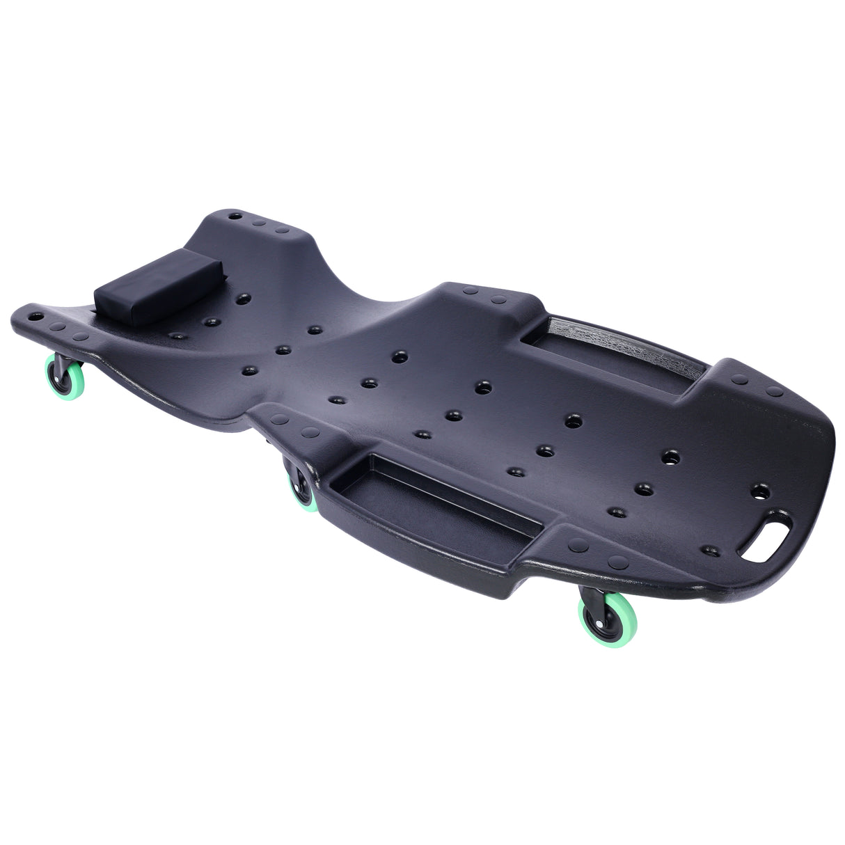 Plastic Creeper 48 Inch Blow Molded Ergonomic HDPE Body with Padded Headrest & Dual Tool Trays 440 Lbs Capacity Black