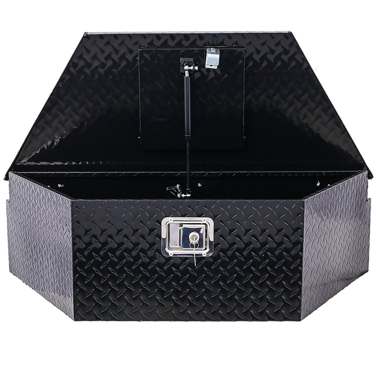 Caja de herramientas de aluminio de 39 pulgadas, caja de camión resistente, almacenamiento para camioneta y remolque al aire libre, organizador para RV, parte inferior con llaves de bloqueo, negro, 39x16,5x11,8 pulgadas