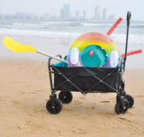 Mini Folding Wagon Garden Shopping Beach Cart Black Blue