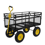 Big Wagon Cart Garden Trucks Transport Firewood 1100 lbs Capacity Steel Yellow Black