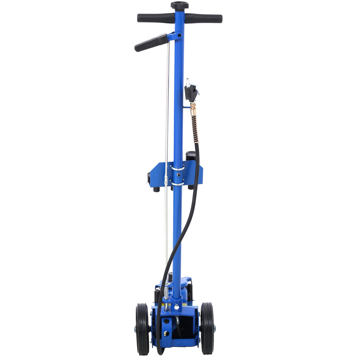 22 Ton Hydraulic Floor Jack Air-Operated Axle Bottle na may 4 Extension Saddle Set Built-in Wheels Blue