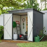 6 x 4 ft Outdoor Storage Shed Lahat ng Weather Tool para sa Hardin sa Backyard Lawn Black