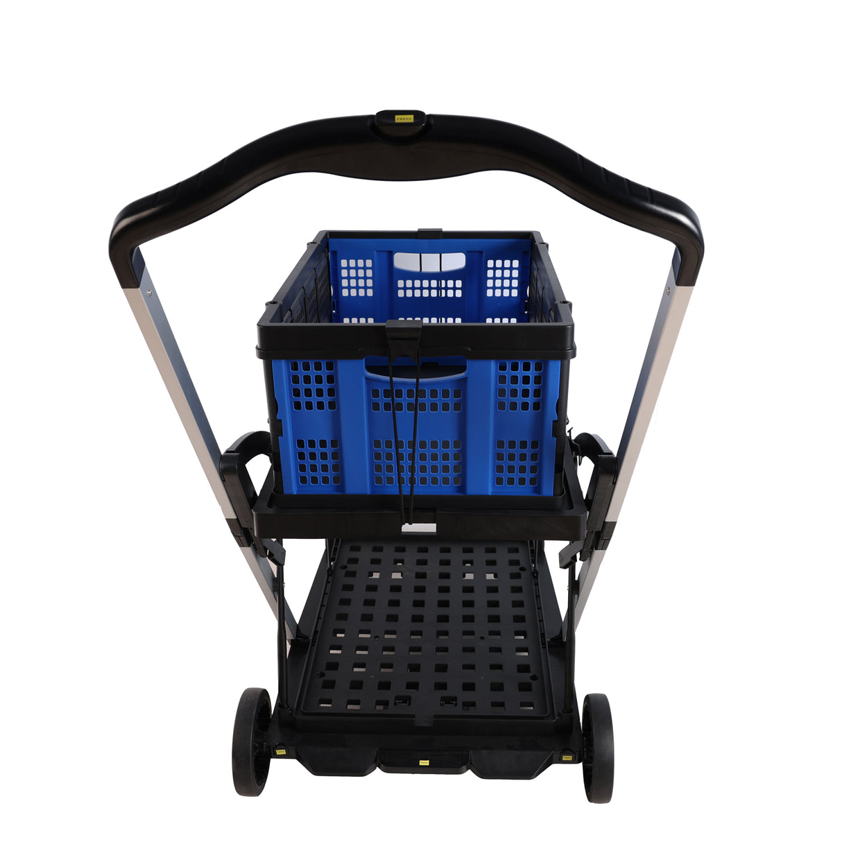 Folding Service Cart with Wheels Double-Decker For Shopping Library Office Warehouse Moving