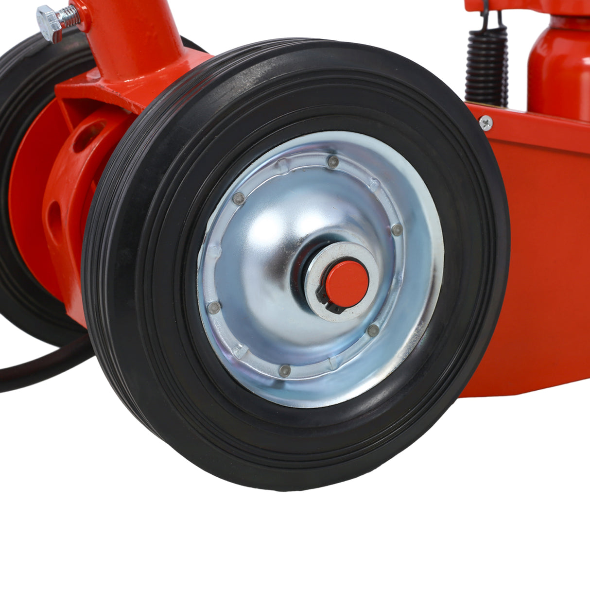 35 Ton Hydraulic Floor Jack Air Operated Axle Bottle na may 4 Extension Saddle Set Built-in Wheels Red