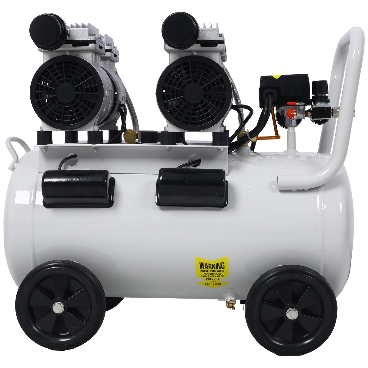 2.5 HP Silent Air Compressor 13 Gallon Oil-Free Electric Shop Portable Lightweight with Wheels 70 DBA Noise Level with Automatic Drain Valve Light Gray