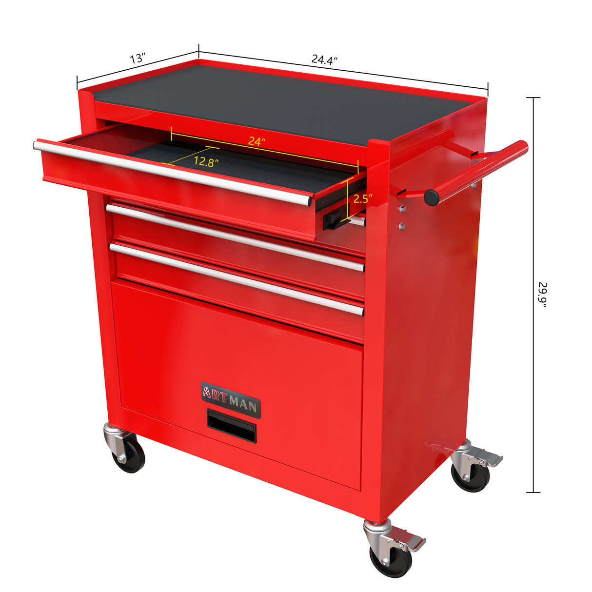 4 Drawers Tool Cabinet with Tool Sets Red