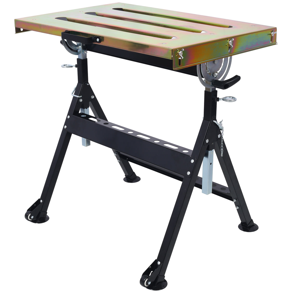 Welding Workbench Table 30"x20" 400lbs Load Capacity Steel on Wheels Folding Work Bench with Three Slot Adjustable Angle & Height