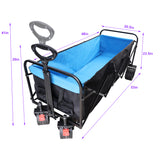 Big Large Capacity Folding Cart Extra Long Extender Wagon Garden Shopping Beach Black Blue