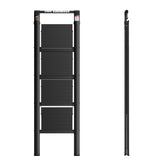 4 Step Ladder Kaligtasan ng Sambahayan Maaaring Iurong Handgrip Folding Stool na may Anti-Slip Wide Pedal Aluminum 300lbs--Itim