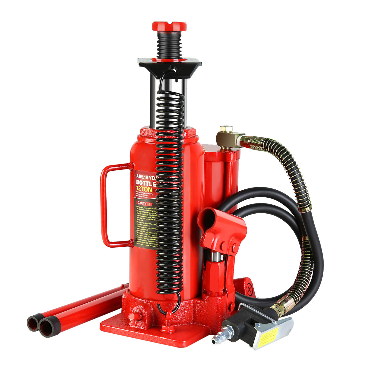 Air Hydraulic Bottle Jack 12 Ton All Welded 10.2-20.1 inch Lifting Range na may 2-Section Long Handle para sa Car Pickup Truck RV Auto Repair Industrial Engineering